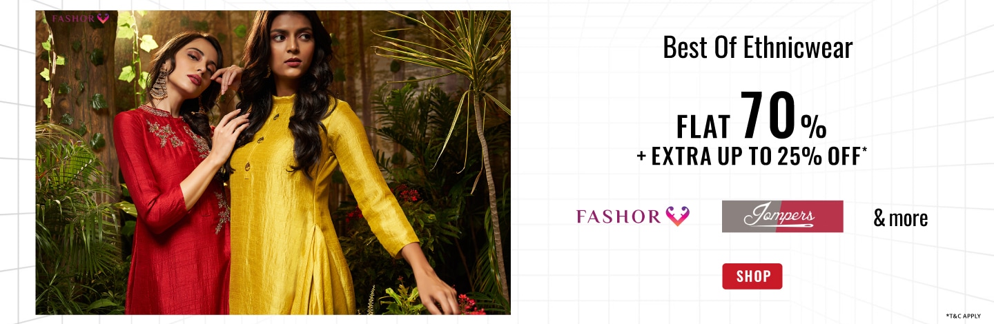 Best of ethnic wear flat 70% Off + Extra up to 25% off.