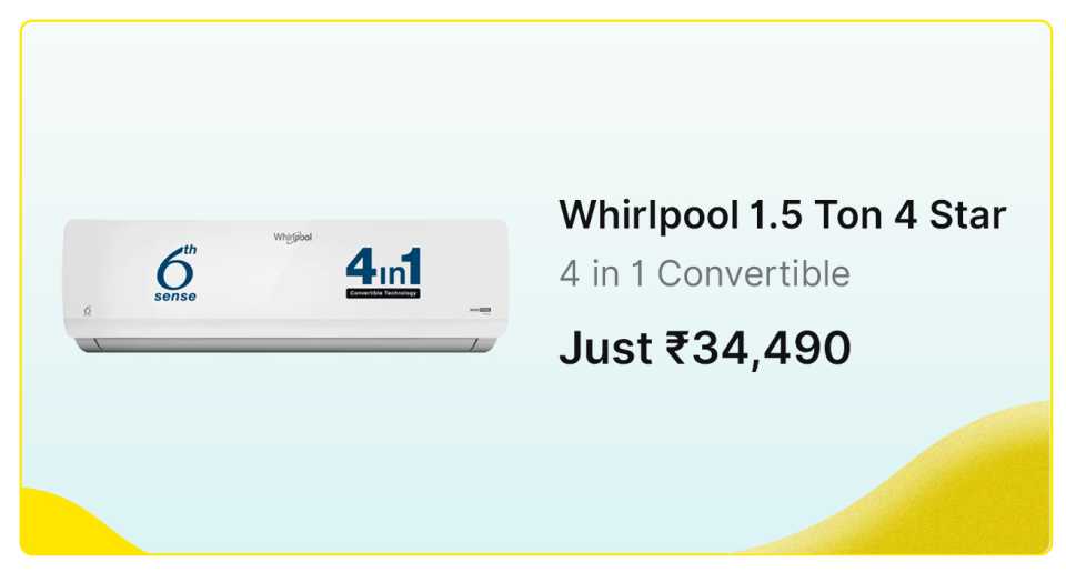 Whirlpool Convertible 4-in-1 Cooling 2023 Model 1.5 Ton 4 Star Split Inverter 6th Sense Technology AC