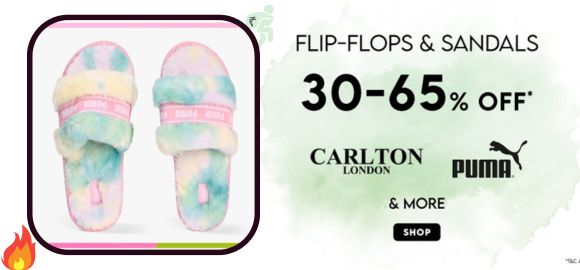 Ajio Loot ~ 🔥 Flip Flops and Sandals at 30% - 65% OFF