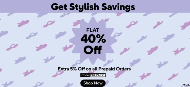Flat 40% OFF + Extra 5% OFF on prepaid orders