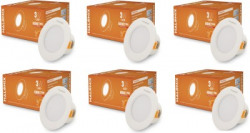 HALONIX 3W Round Kornet mini Recessed downlighter cutout 55mm Pack of 6 Ceiling Light Ceiling Lamp(White)