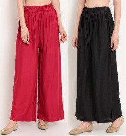 ZAYANQA Flared Women Red, Black Trousers