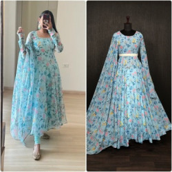 RAMNATHTEX Women Printed Anarkali Kurta(Multicolor)