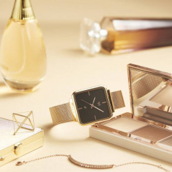 Vyb Minimalist Black Dial Rose Gold Strap Analog Watch ...
