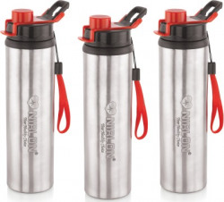 NIRLON Tranzy Sipper Stainless Steel Single Wall Water Bottle 900 ml Bottle(Pack of 3, Silver, Steel)