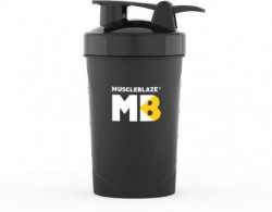 MUSCLEBLAZE Compact , Protein Bottle, Gym , 100% Leakproof 500 ml Shaker(Pack of 1, Black, Plastic)