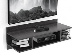 Azam Wood Handicraft Wooden TV Entertainment Unit Wall Set top box stand MDF Wall hanging /decorative /flouting/ mounted rack for living room and bedroom (Black) MDF (Medium Density Fiber) Wall Shelf(Number of Shelves - 4, Black)