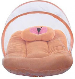 Kiwon Nylon Infants Washable Soft and Comfortable New Born Baby Bedding Set with Protective Mosquito Net and Pillow (0-6 Months) Mosquito Net(Camel, Tent)