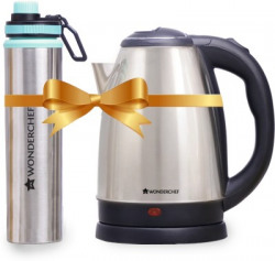 WONDERCHEF Crescent Electric Kettle 1.8 L & Sippy Stainless Steel 750 ml Bottle(Pack of 2, Silver, Steel)