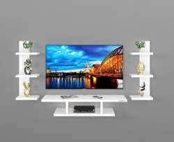 Odestar Odestar Engineered Wood TV Entertainment Unit Set Top Box Stand, Mounted TV Unit Engineered Wood TV Entertainment Unit(Finish Color - WHITE, DIY(Do-It-Yourself))