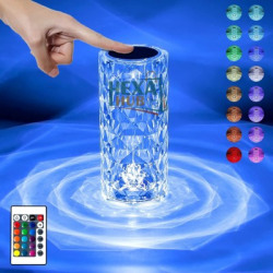 hexa hub Crystal Rose Diamond 16 Color RGB Lights LED Night Lights Table Lamp(15 cm, Yellow)