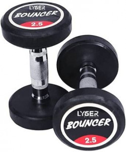 LYGER Rubber Coated Fixed Weight Dumbbell(2.5 kg)