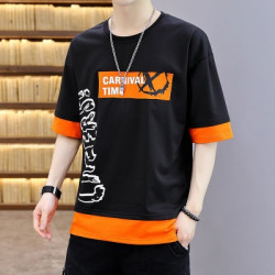 NB NICKY BOY Printed Men Neck Black T-Shirt