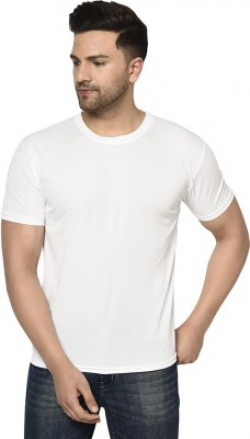 InkTees Solid Men Round Neck White T-Shirt