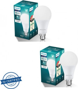 PHILIPS 15 W Round B22 LED Bulb(White, Pack of 2)