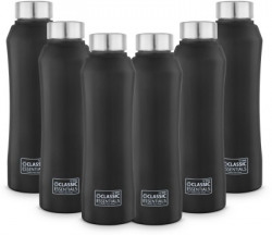 Classic Essentials Stainless Steel McKinley Water Bottle For Fridge, School, Home, Office, Travel, 1000 ml Bottle(Pack of 6, Black, Steel)