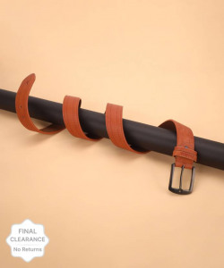 Men Casual Tan Artificial Leather Belt