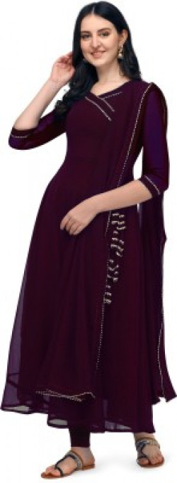 PMD Fashion Women Embellished Anarkali Kurta(Purple)
