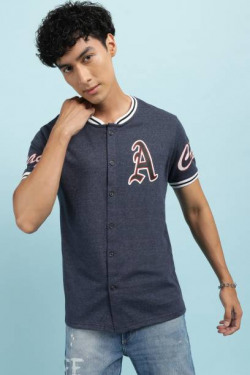 Men Regular Fit Printed Mandarin Collar Casual Shirt