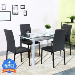 Flipkart Perfect Homes Luzon Metal 4 Seater Dining Set(Finish Color -Pitch Black, Knock Down)