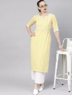 Bunai Dhaga Women Floral Print Straight Kurta