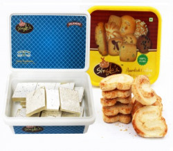 Singla Sweets Kaju Burfi 200g and Little heart Cookies 250g