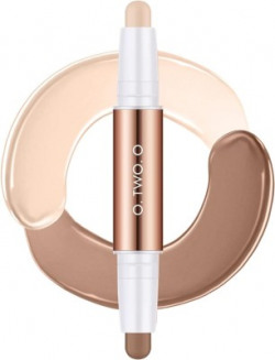 Cosluxe 2 Color Dual Cream Contour Stick, Highlighter Stick, Contour Bronzer Stick, Highlighter(Long Lasting & Waterproof Contour Stick Makeup 02 - Natural + Warm brown)