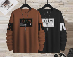 Pack of 2 Men Blend Brown, Black T-Shirt