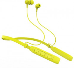 Aroma NB120 Last 36 Hours Playtime Bluetooth Neckband Earphone Bluetooth Headset(Yellow, In the Ear)