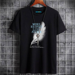 Men Printed, Round Neck Cotton Blend Black T-Shirt