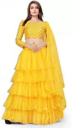 DIVYAM FAB Self Design Semi Stitched Lehenga Choli(Yellow)