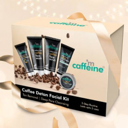 mCaffeine Travel-Size Coffee Detan Facial Kit | Diwali Gift Set Pack of 5 Essentials(5 Items in the set)