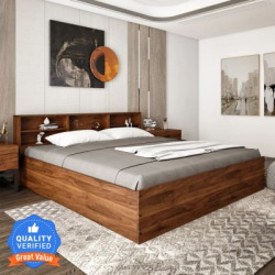 Wakefit Petra Engineered Wood King Box Bed(Finish Color - Columbian Walnut, Delivery Condition - Knock Down)