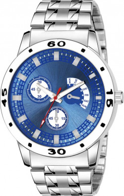Analog Watch - For Boys MEN_56 BLUE ROUND DIAL SILVER CHAIN NEW ARRIVAL ANALOG WATCH FOR MENS