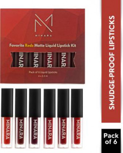 MINARA Matte Liquid Lipstick Pack of 6 - Reds(Red, 15 ml)