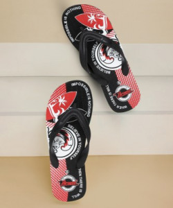 Paragon HWK3720G Stylish Waterproof Lightweight Washable Dailyuse Durable Trendy Casual Flip Flops(Red, Black 8)