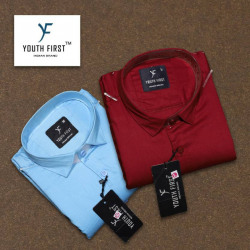 Men Regular Fit Solid Spread Collar Casual Shirt(Pack of 2)