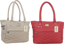 Women Grey, Pink Shoulder Bag - Regular Size(Pack of: 2)