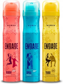 Engage Blush, Spell and Tease Deodorant Spray - For Women, Pack of 3 Deodorant Spray - For Women(450 ml, Pack of 3)