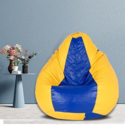 Flipkart Perfect Homes Studio XL Tear Drop Bean Bag Cover (Without Beans)(Yellow, Blue, Yellow)