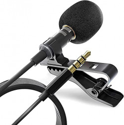 DDLC Lapel Collar Mic Voice Recording Filter Microphone for Singing YouTube Smartphone (1.5 Meter)