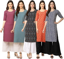 1 Stop Fashion Women Printed Straight Kurta(Multicolor)