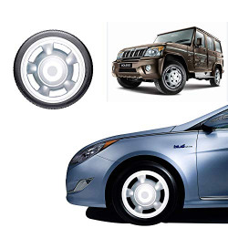 Oshotto Push Type 15 inch Silver Wheel Cover Caps Compatible with Mahindra Bolero (Set of 4)