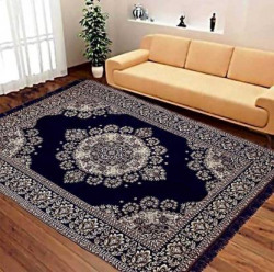 Sai Store Light Blue Cotton Carpet(5 ft, X 7 ft, Rectangle)