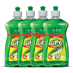 Giffy Green Lime & Active Salt Dishwash Liquid Gel 500ml (Pack of 2) Bottle|2x Faster Tough Grease Removal |Utensils Cleaning Dish Wash Liquid Super Saver Offer