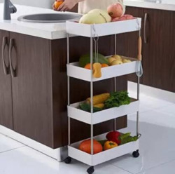 JAY MAHAKAL MULTIPURPOSE KITCHEN TROLLEY/RACK FOR VEGETABLE AND FRUITS 4XL Plastic Kitchen Trolley(Pre-assembled)