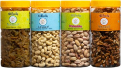 41 foods Dry fruits combo pack of Kaju Akhrot Pista Kismis 600 GM Raisins, Cashews, Walnuts, Pistachios(4 x 150 g)