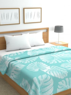 Raymond Home Floral Double Mink Blanket for AC Room(Polyester, Light Blue)