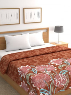 Raymond Home Floral Double Mink Blanket for AC Room(Polyester, Brown)
