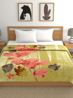 Raymond Home Floral Double Mink Blanket for AC Room(Polyester, Yellow)